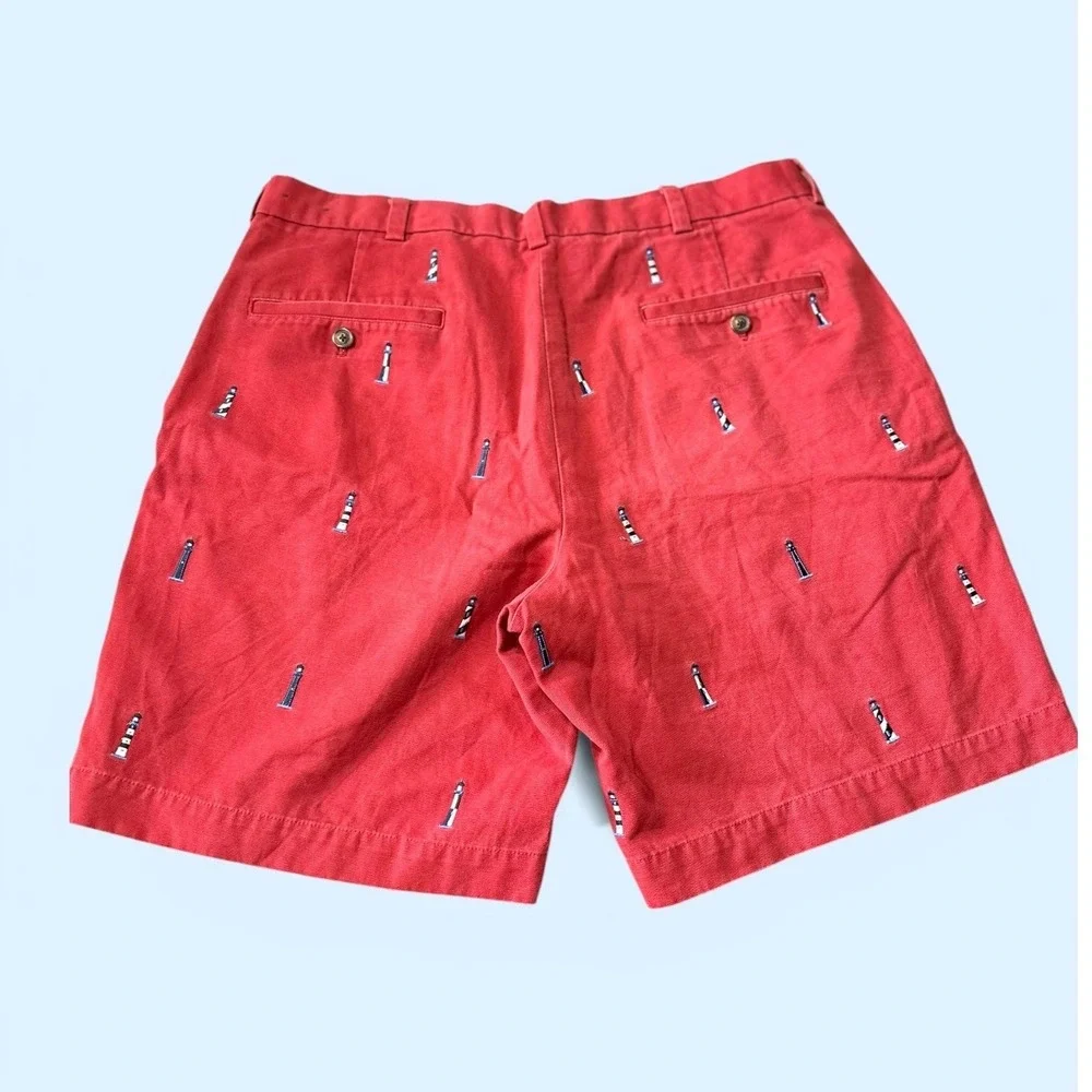 Brooks‎ Brothers Chino Shorts sz 36 Red Embroidered Lighthouse Nautical Preppy
